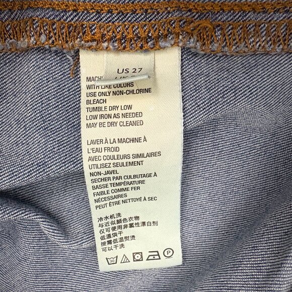 Free People Just Float On Flare Jeans Size 27 Blue Hi-rise Raw Hem Cotton Blend - Picture 9 of 10